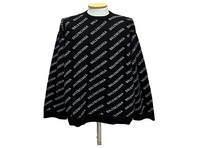 Balenciaga All-over-Logo-Kaschmirstrick Silber