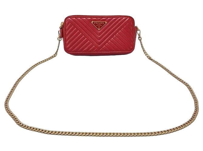Prada Bolsa Crossbody WOC Diagram Mini Chain Prata