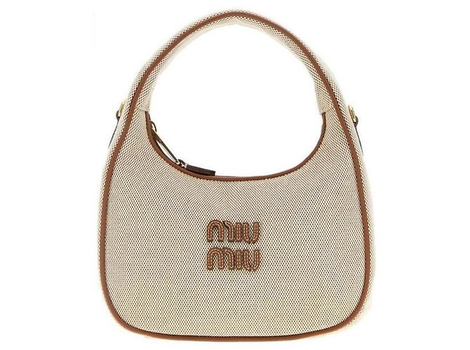 Miu Miu Borsa in Pelle Wonder Canvas Marrone