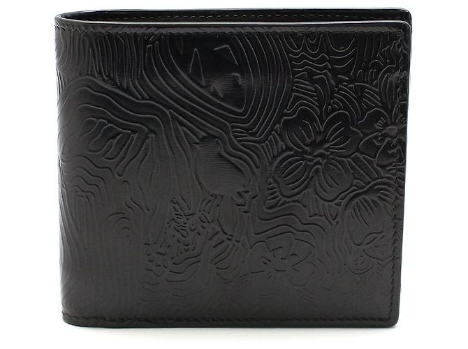 Thom Browne Black Glossy Leather Embossed Icon Bifold Wallet