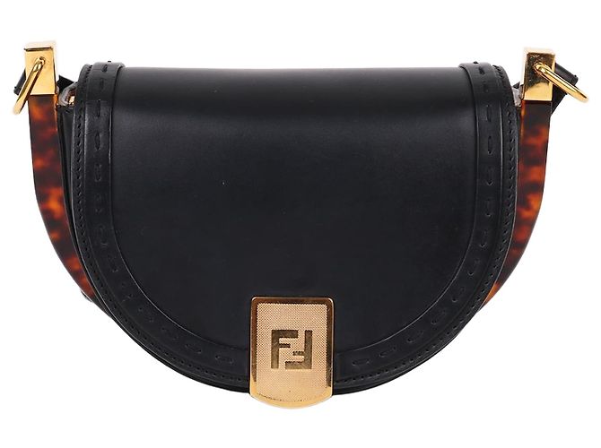 Fendi Mini borsa a tracolla Moonlight placcata oro FF Nero