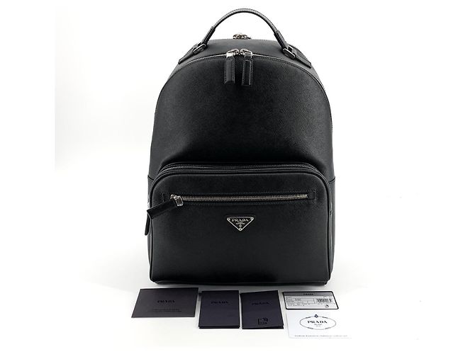 Prada Saffiano Backpack with Triangle Logo Black