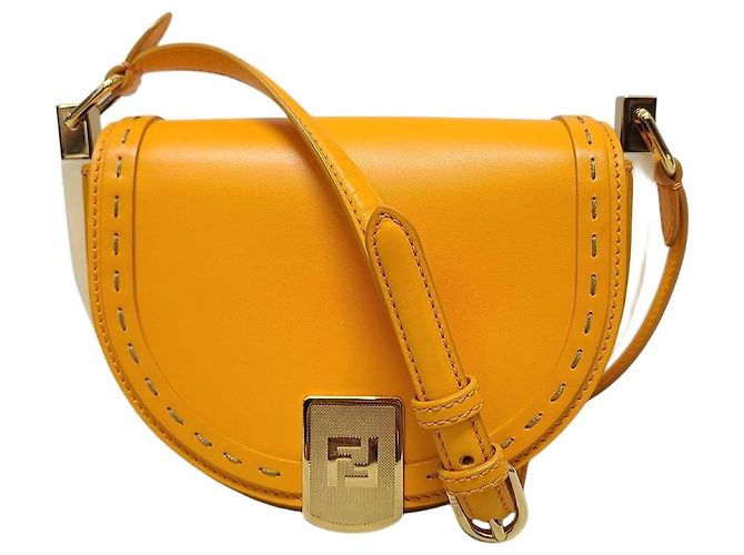 Fendi Borsa a tracolla Moonlight Saddle in pelle arancione