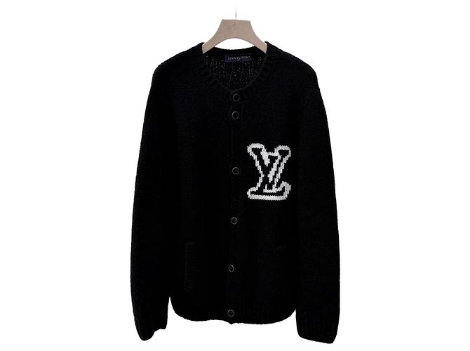 Louis Vuitton Chunky Intarsia Strickjacke Schwarz Grade/XL