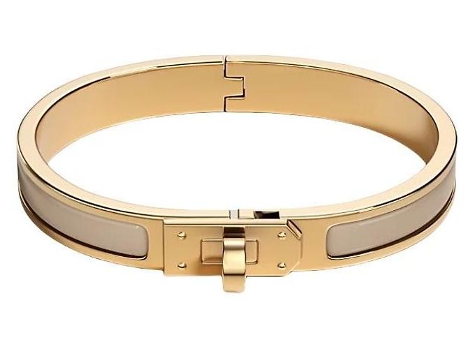 Hermès Pulsera Mini Click Kelly Oro Marrón Glacé Naranja