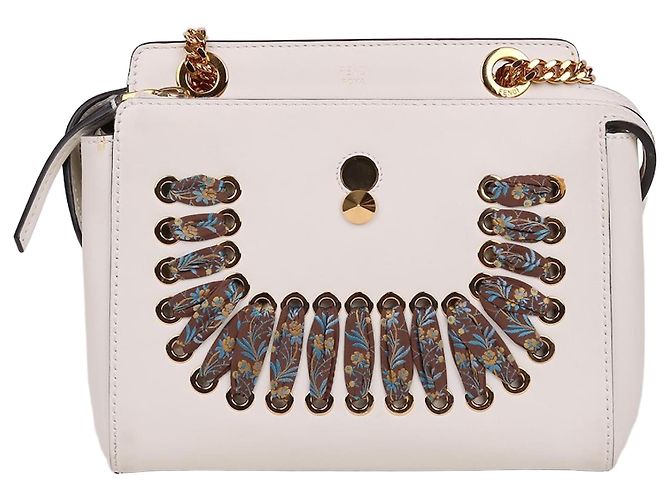 Fendi Bols de ombro Dot Com em couro branco