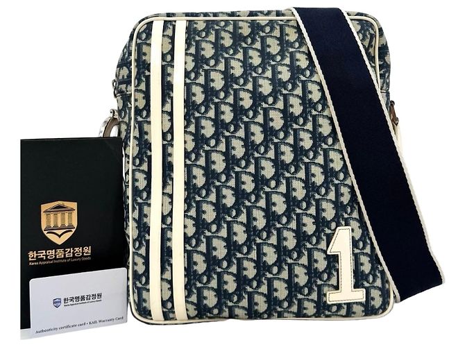Dior Borsa a tracolla Oblique PVC Troiter Blu