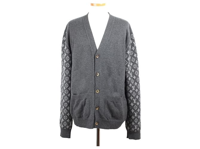 Louis Vuitton Cardigan in cashmere con monogramma XL Marrone