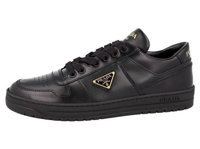 Prada Downtown Leder-Sneaker Schwarz