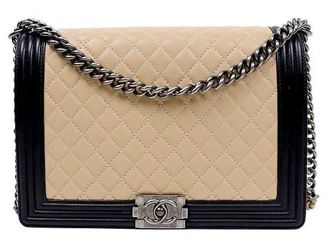 Chanel Borsa a Spalla Boy Large Beige Marrone
