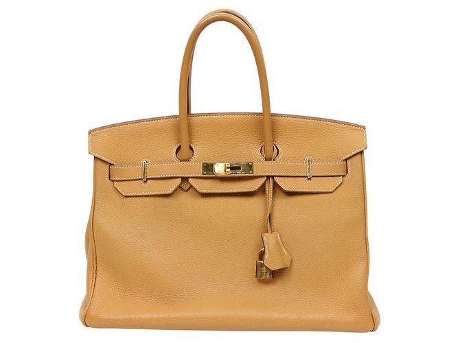 Hermès Bolsa de ombro quadrada Birkin bege Marrom