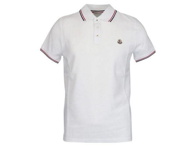Moncler Polo de piqué de algodón con ribetes Blanco