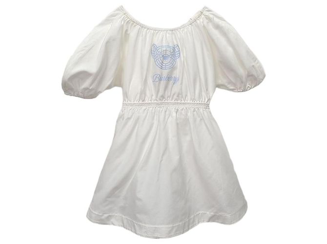 Burberry Vestido de seda branco Thomas Bear para crianças