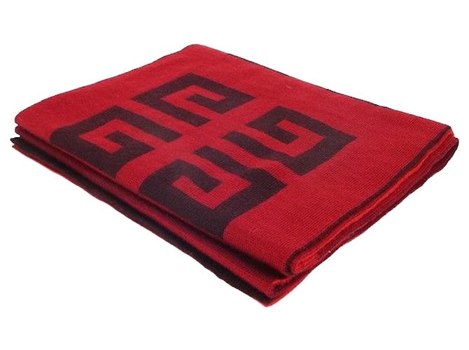 Givenchy Roter Wollschal mit Logo-Muster 