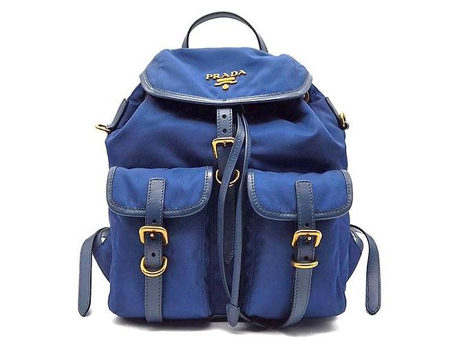 Prada Nylon Two-Pocket Backpack Blue