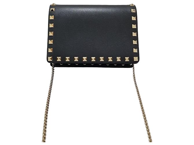 Valentino Mini borsa a tracolla Rockstud con catena Nero