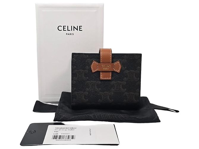 Céline Triomphe Small Strap Canvas Women's Wallet Silvery