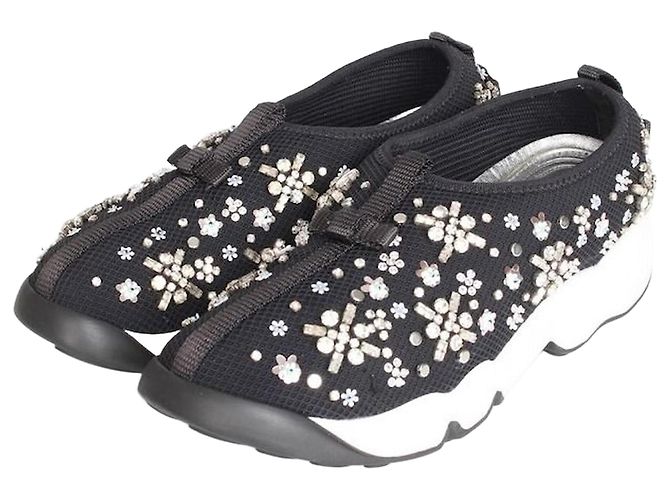 Dior Fusion Perlenstrick-Sneaker Schwarz
