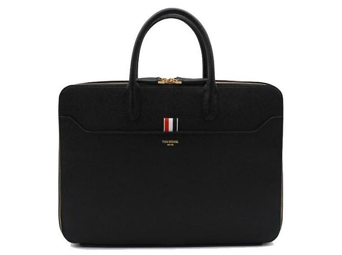 Thom Browne Pebble Grain Double Compartment Business Bag Black