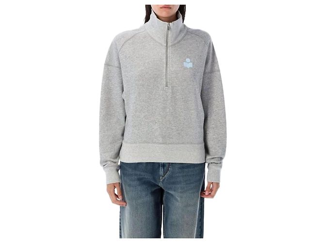 Isabel Marant Sweatshirt mit halbem Reißverschluss mit Logo GYIB Silber