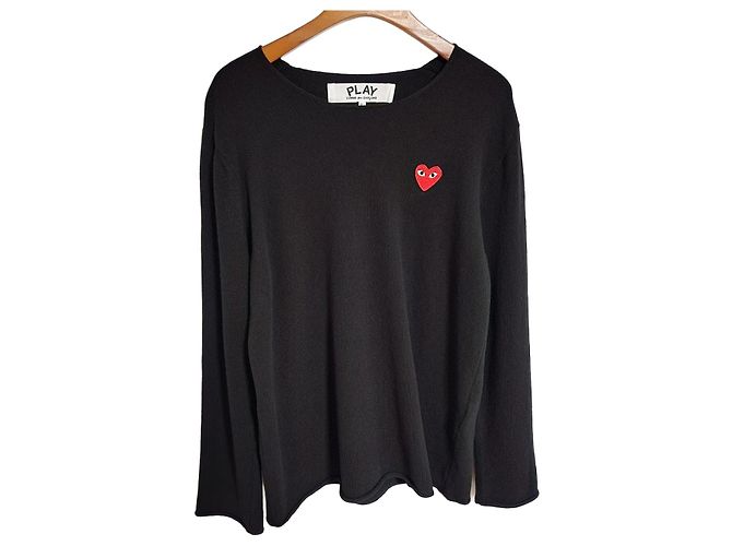 Comme Des Garcons Schwarzer und roter Strick für Herren mit Patch