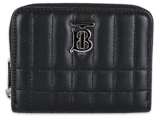Burberry TB Logo Quilted Leather Zip Around Wallet (Black)