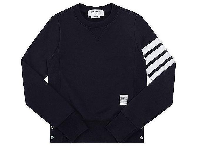 Thom Browne Crew Neck Stripe RWB Tab Loopback Jersey Navy Women's Sweatshirt Blue