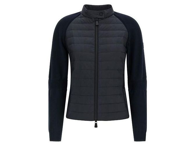 Moncler Layered Knit Zip-Up Jacket Navy Blue