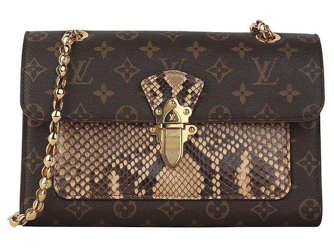 Louis Vuitton Sac bandoulière à rabat Monogram Python Biguato Gold Chain Noir