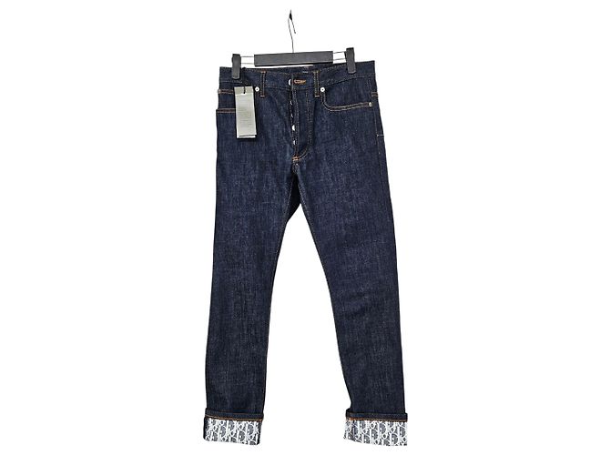 Dior Denim de algodón azul Oblique Slim Fit