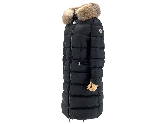 Moncler Boeidic Fox Fur Long Down Jacket Black