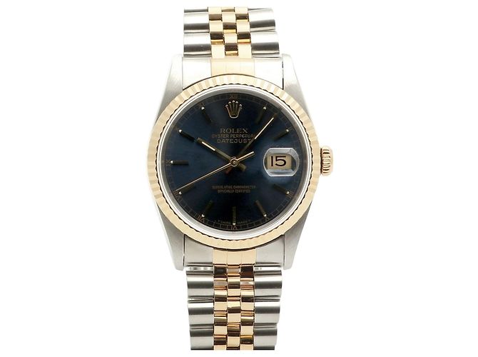Rolex Datejust raro con quadrante blu originale e cinturino Bindex, orologio combo da uomo