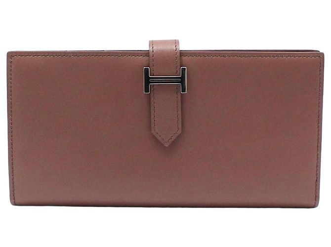 Hermès Portafoglio lungo Swift Vian Silver non utilizzato Rosso