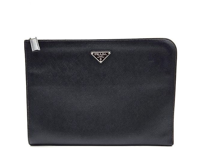 Prada Pochette Document en Saffiano Noir