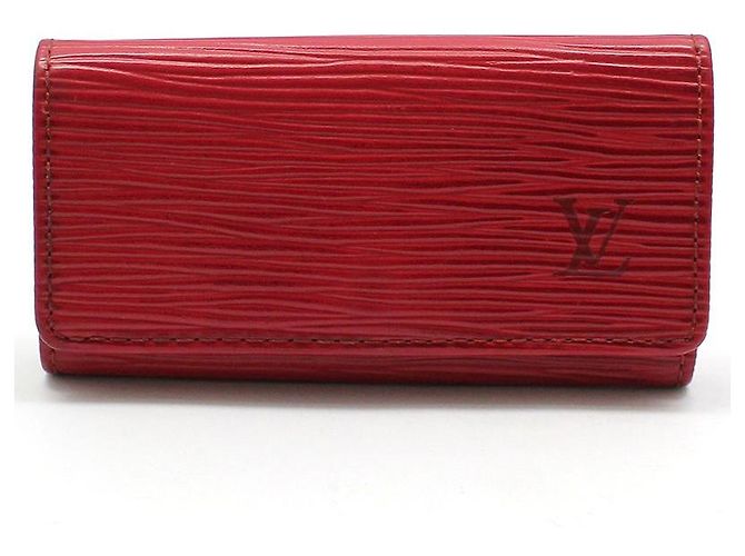 Louis Vuitton Red Ep leather Multi-Clip Key Holder Key Wallet