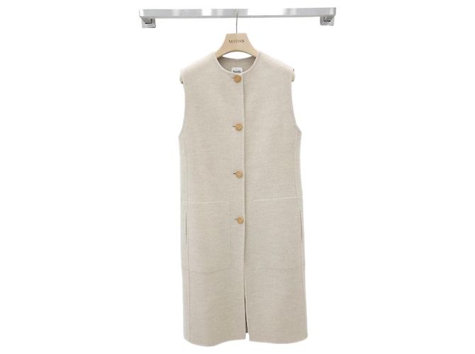 Hermès Chaleco largo recto de cachemira Blanco