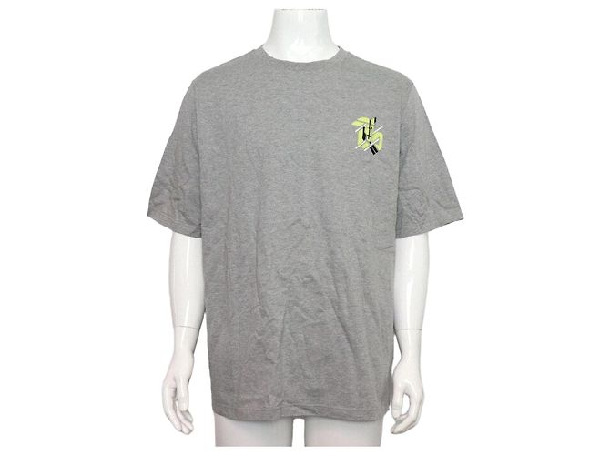 Hermès Kurzärmeliges Herren-T-Shirt Mini Patch Grau Braun