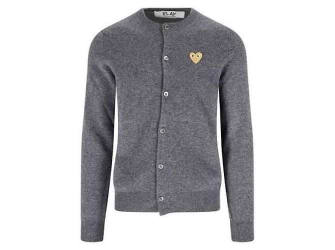 Comme Des Garcons Wollstrickjacke mit goldenem Herz-Patch Braun