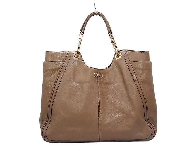 Salvatore Ferragamo Bolsa Tote de Ombro com Corrente Marrom