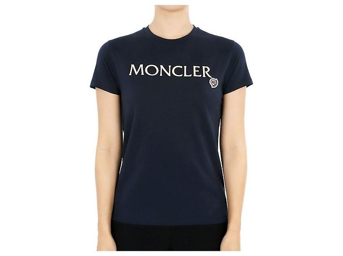 Moncler Kids T-Shirt mit besticktem Logo (Navy) Schwarz
