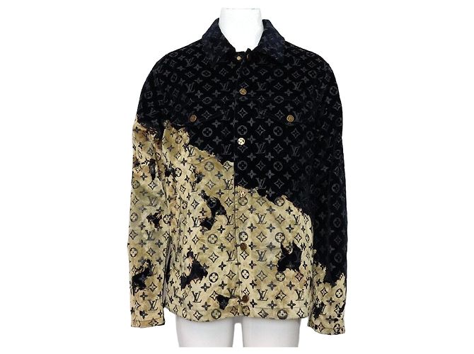 Louis Vuitton Giacca in denim e velluto misto con monogramma da uomo D'oro