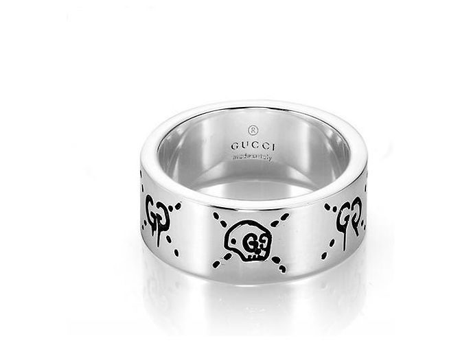 Gucci Ghost Skull Silver Ring Silvery
