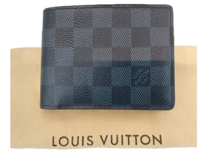 Louis Vuitton LV Graphite Multiple Wallet Damier Cobalt Canvas Men's Bifold Wallet Blue