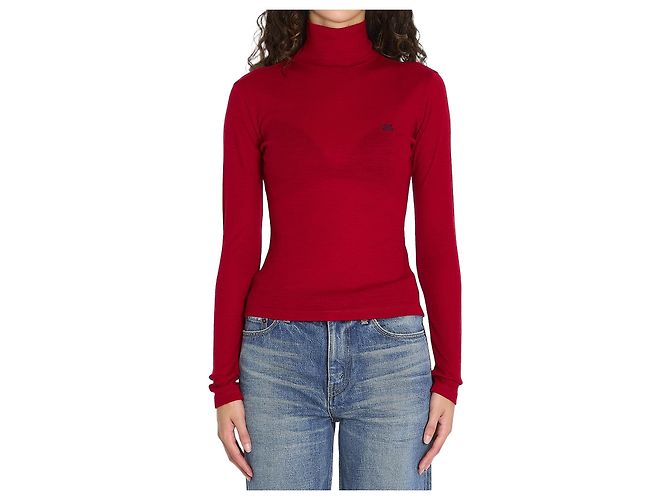 Triomphe Céline Top con collo alto ricondizionato Rosso 