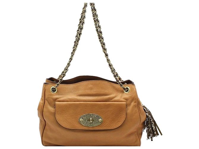 Mulberry Bolsa de ombro com corrente e borla de leopardo em couro marrom