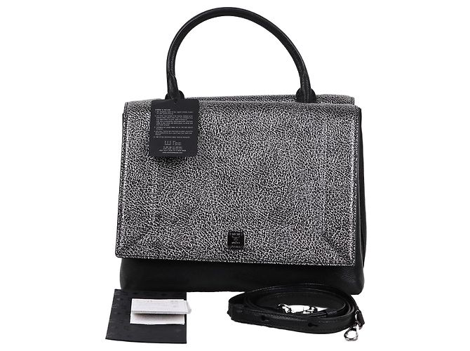 MCM Bicolor Medium Top Handle Shoulder Bag Black