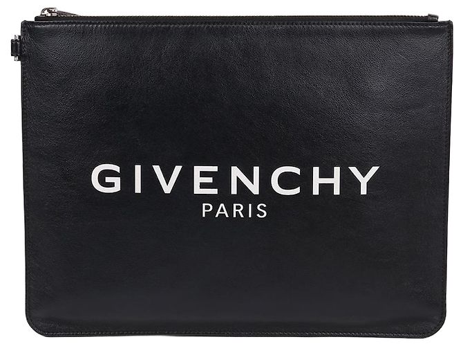 Givenchy Logo Print Black Medium Clutch Bag