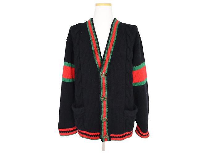 Gucci Oversized Strickjacke mit Zopfmuster Mehrfarben