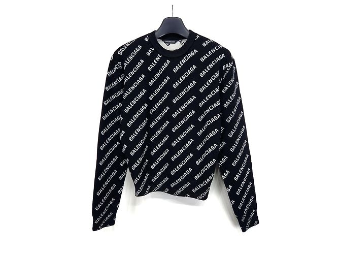 Balenciaga Suéter de malha para mulher com mini logo allover Multicor