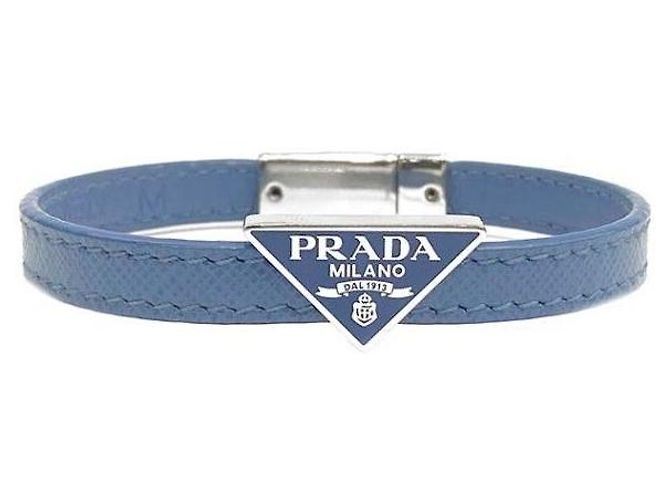 Prada Bracciale in pelle Saffiano Blu